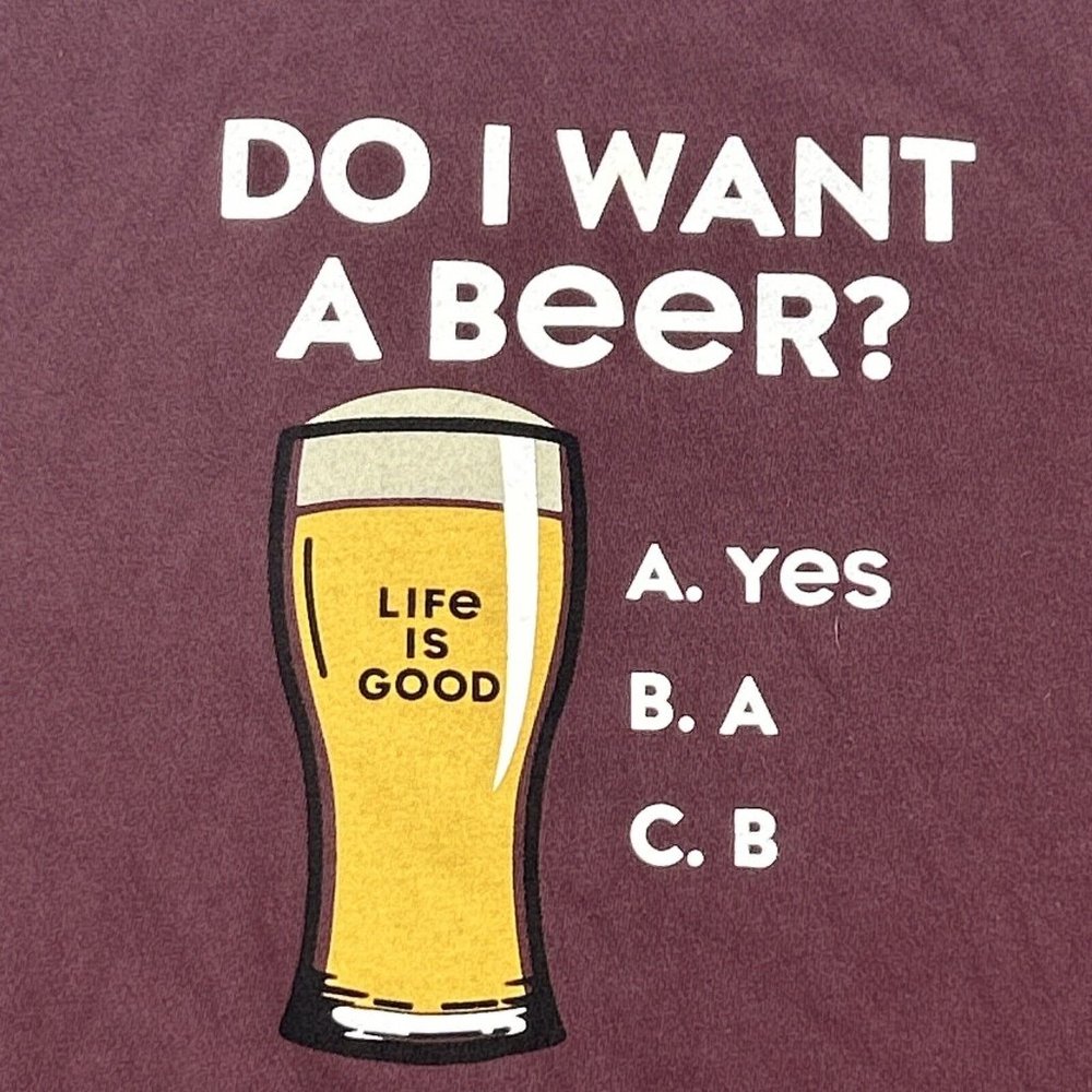 Life Is Good‎ Shirt Men’s XL Plum “DO I WANT A BEER?" Long Sleeve Crusher Tee